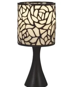 Tiffany hvid rose bordlampe lille