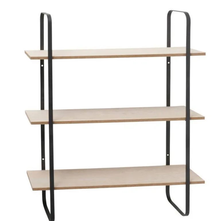 Trix væghylde med 3 hylder og jernstativ - H.60cm