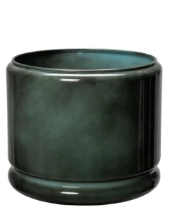 Upcycled plantepotter i metal - Sæt med 3stk - Kastanje + Gråblå + Flaskegrøn