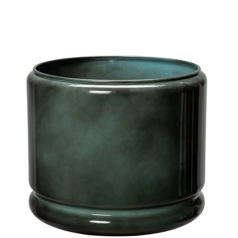 Upcycled plantepotter i metal - Sæt med 3stk - Kastanje + Gråblå + Flaskegrøn