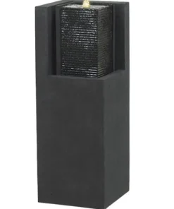 Vandskulptur i granitlook med lys - sort eller grå - 88cm