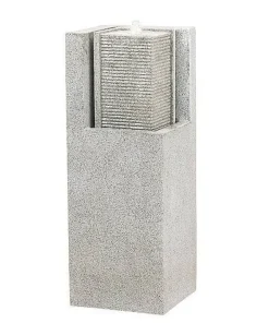 Vandskulptur i granitlook med lys - sort eller grå - 88cm