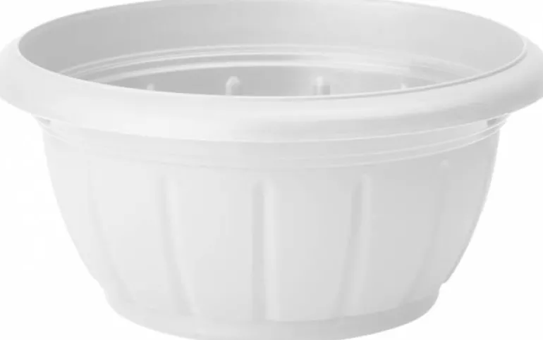 Verona potter i plast - Ø.38cm - hvid + grå