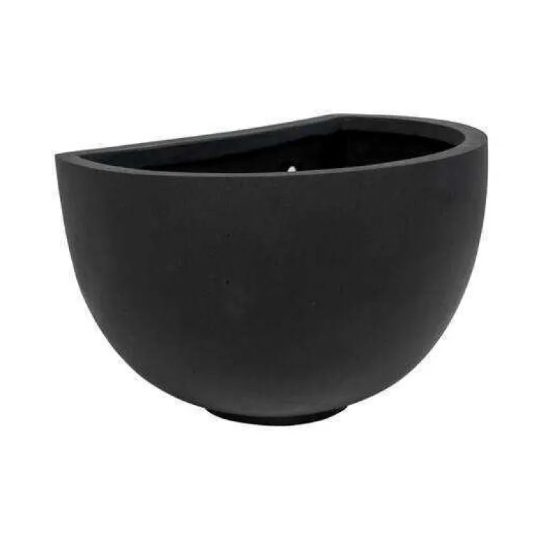 Vægampel / halvpotte i sort fiberstone