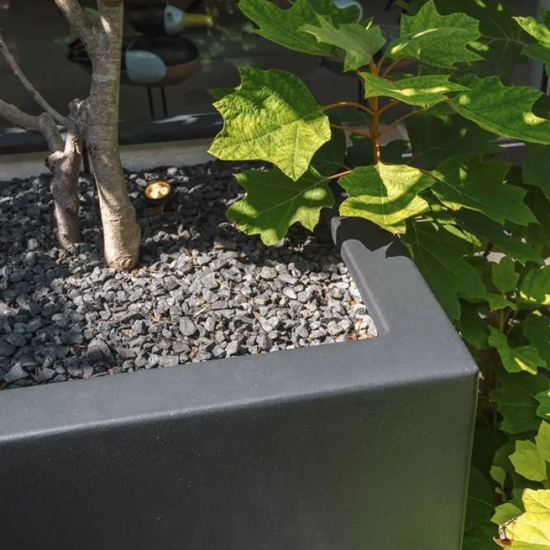 80x80cm plantekrukker i glasfiber med hjul - 3 str.